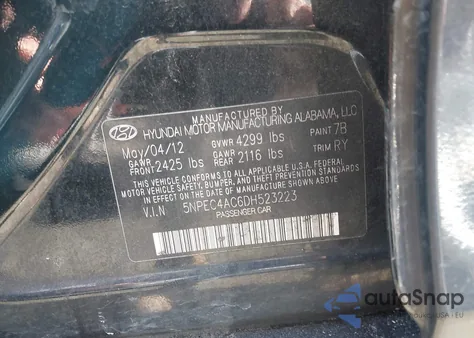 2013 Hyundai Sonata Limited из США, поврежденный, VIN 5NPEC4AC6DH523223